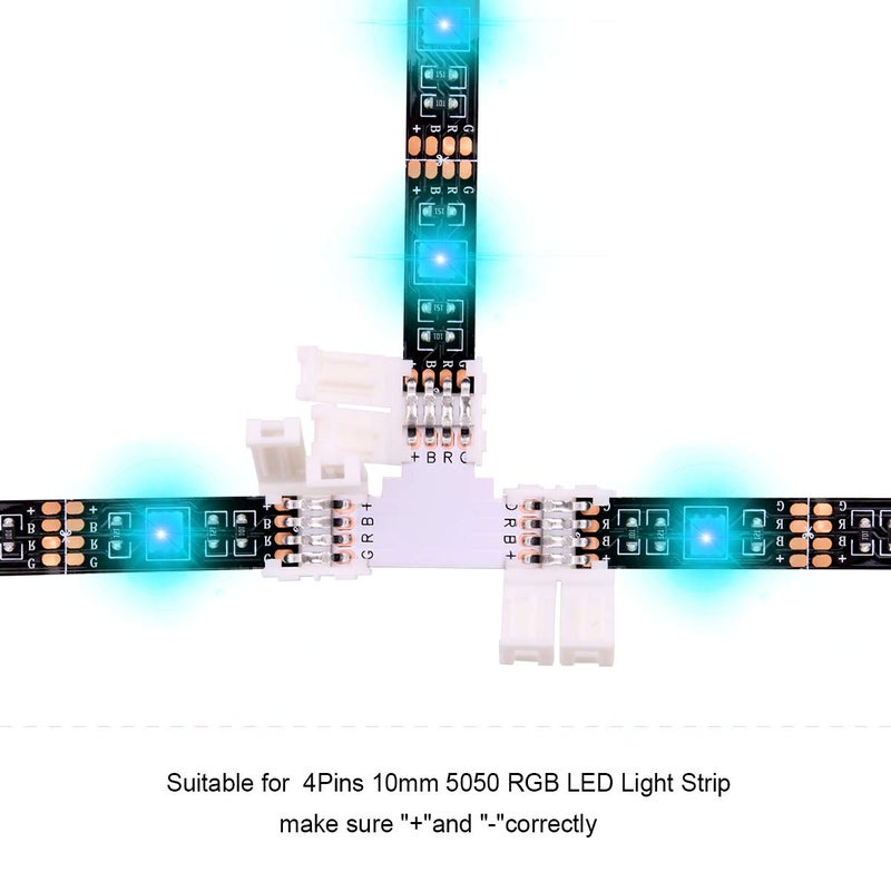iCreating 5050 4Pin LED Strip Connector Kit 10mm RGB 4 Pin LED Connector Accessories Kit Include L LED Connectors for Strip Lights, 4-pin LED Light Strip Connectors with Wire, LED Extension Cable - Image 4